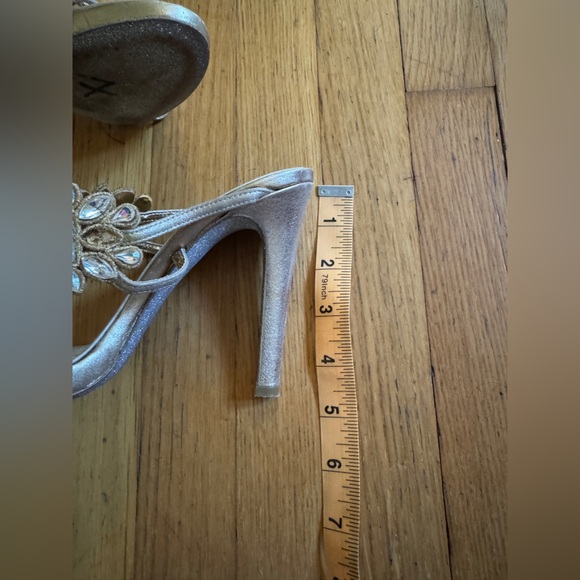 Rene Caovilla Crystal Gold Mules Sandals With Glitter Instep Sz 36.5 - Picture 5 of 11